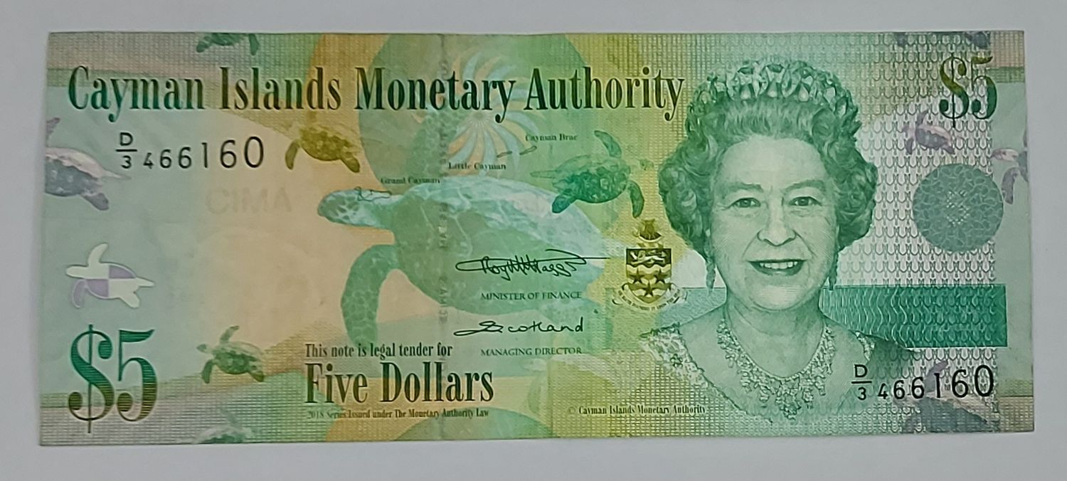 CAYMAN ISLANDS 5 DOLLARS-2018 ISSUE-XF