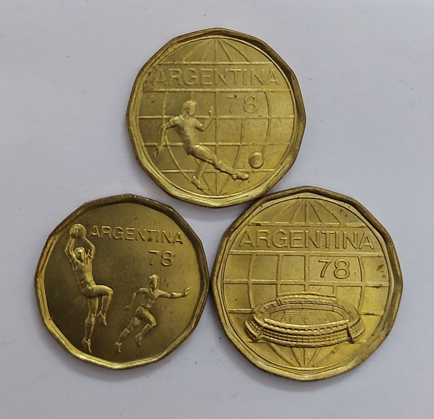 ARGENTINA-20 PESOS,50 PESOS &amp;100 PESOS UNC SET-FIFA WORLD SOCCER CHAMPIONSHIP 1978