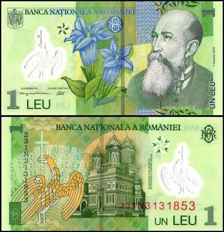 ROMANIA 1 LEU-POLYMER UNC