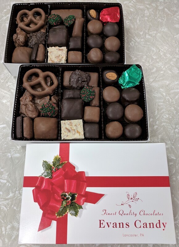 Assorted  Chocolates - 2 lb. Box - Christmas (Red Ribbon)