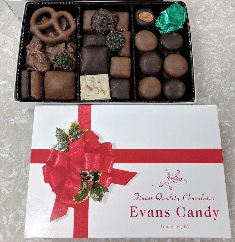Assorted Chocolates - 1 lb. Box - Christmas (Red Ribbon)