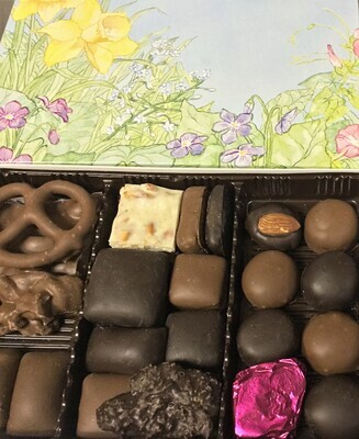Assorted Chocolates - 2 lb. Box - Decorative Spring Flowers Box Lid