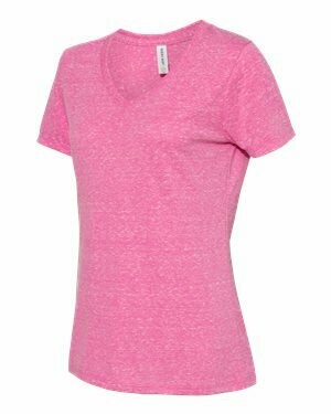 JERZEES - Women&#39;s Snow Heather Jersey V-Neck  (Screen Print- FRONT/BACK)