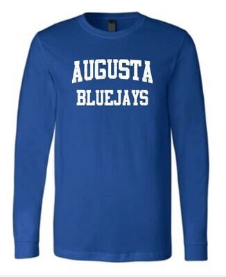 DISTRESSED AUGUSTA BLUEJAYS LONGSLEEVE, COLOR: ROYAL BLUE