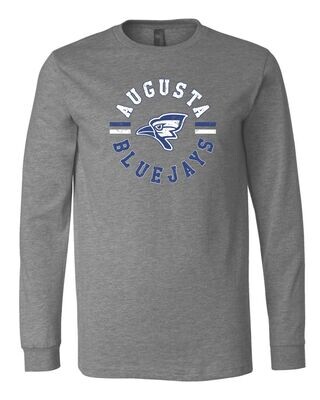 AUGUSTA BLUEJAYS VINTAGE LONG SLEEVE TEE, COLOR: DEEP HEATHER GREY