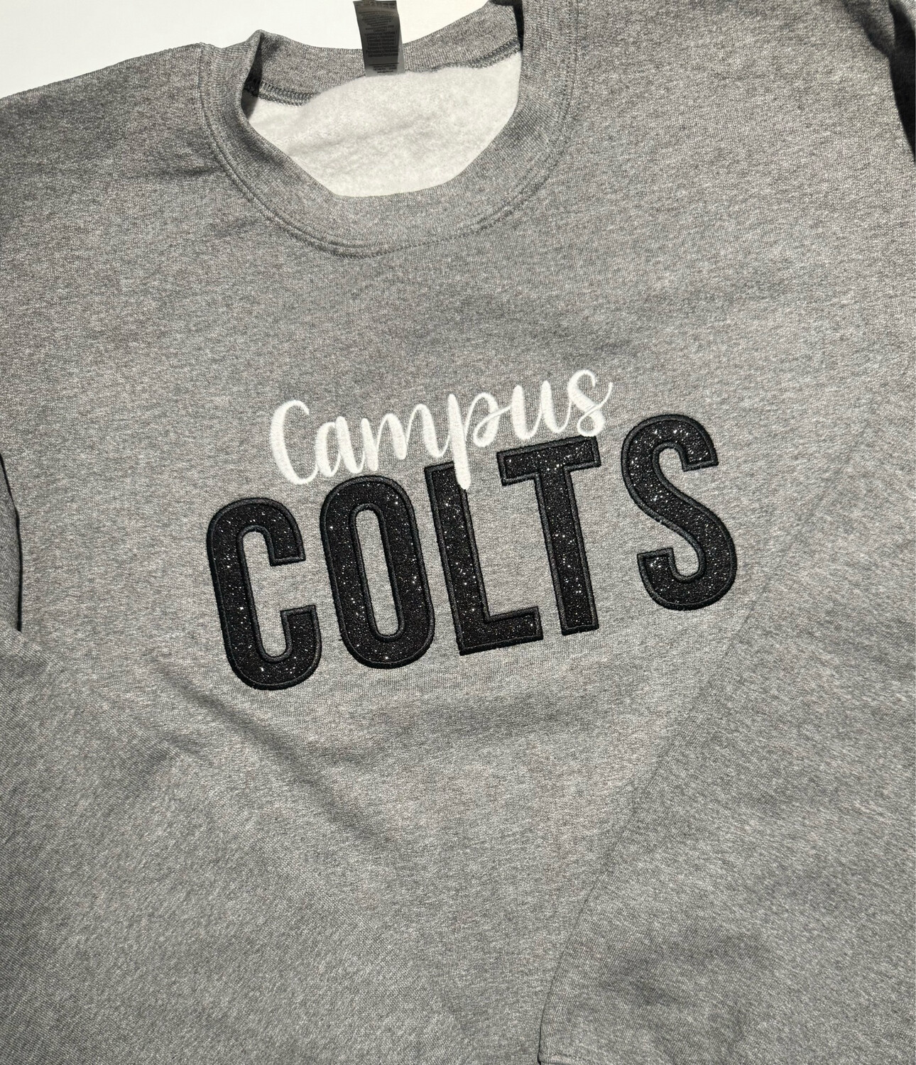 EMBROIDERED GLITTER COLTS SWEATSHIRT