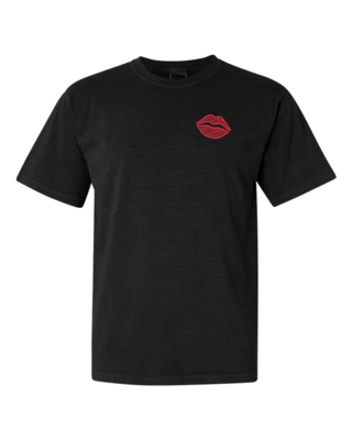 EMBROIDERED GLITTER LIPS T-SHIRT