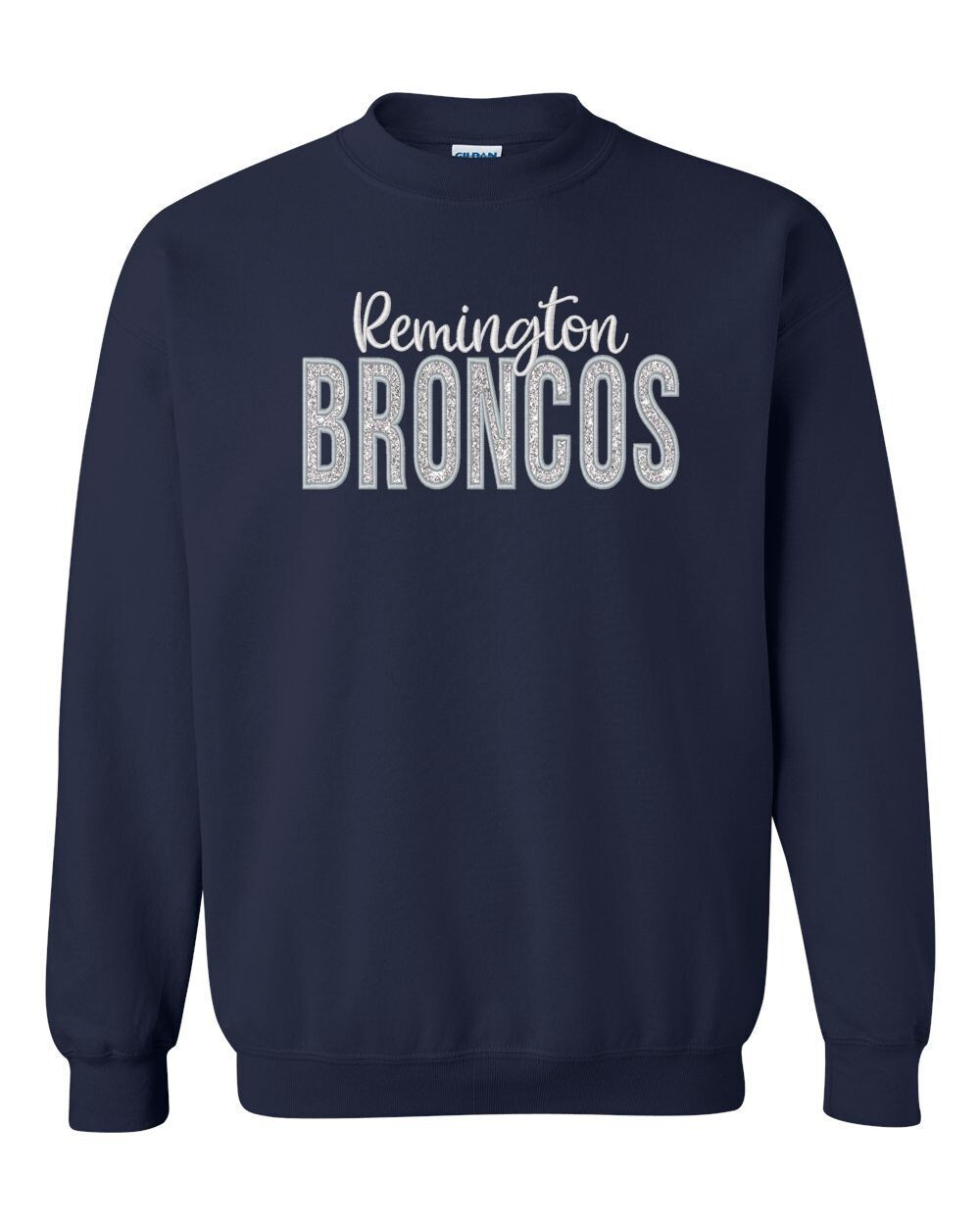 EMBROIDERED GLITTER BRONCOS SWEATSHIRT