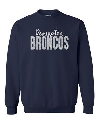 EMBROIDERED GLITTER BRONCOS SWEATSHIRT