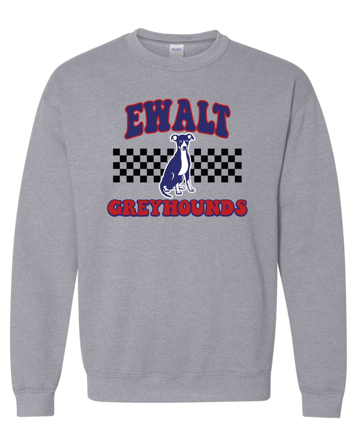 CHECKERED GREYHOUNDS CREWNECK/HOODED SWEATSHIRT