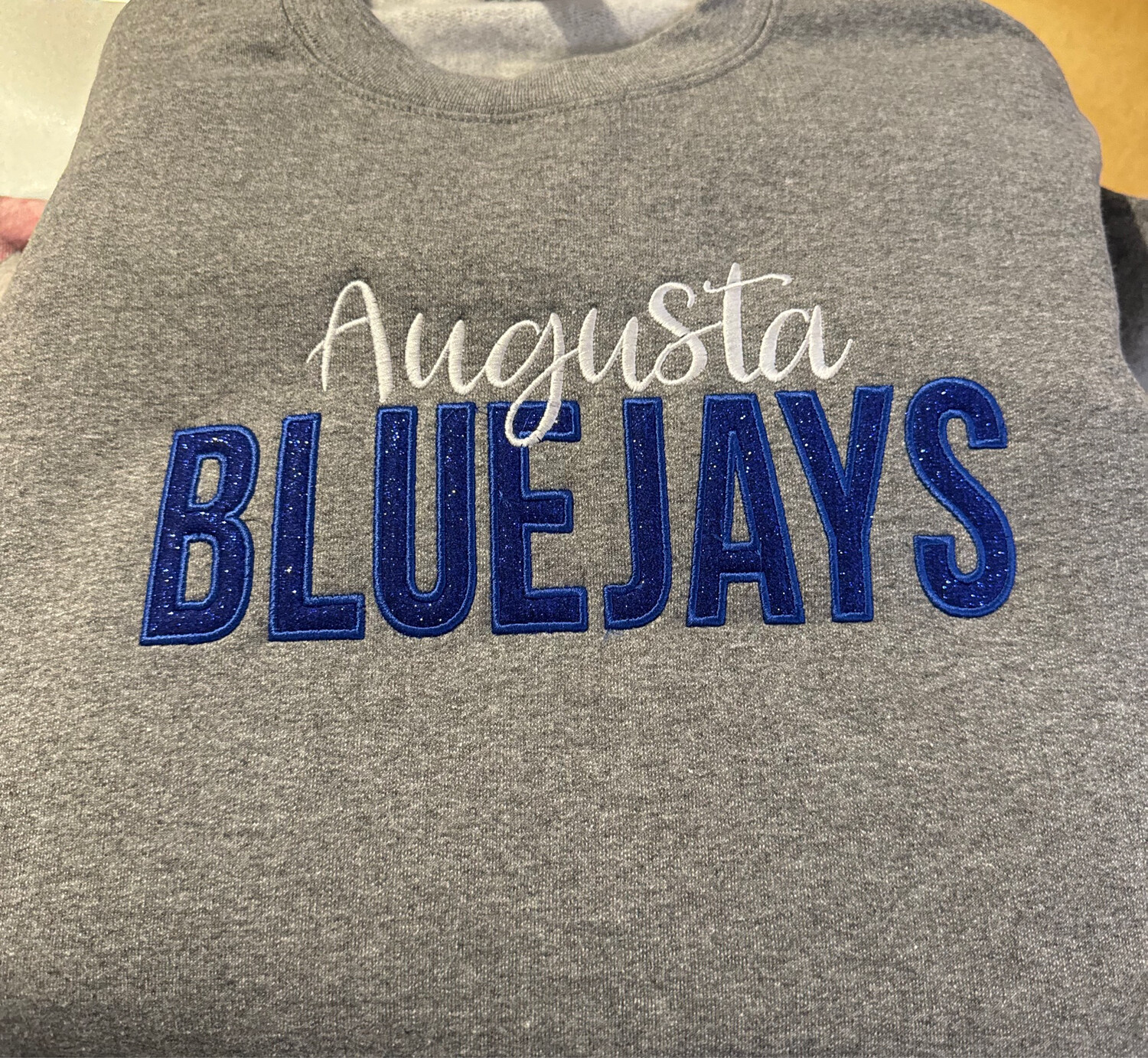 EMBROIDERED GLITTER BLUEJAYS SWEATSHIRT