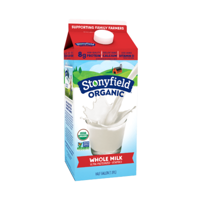 Stonyfield Organic Whole Milk 1/2 Gal.