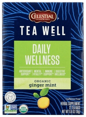 Celestial Seasonings TeaWell Daily Wellness Organic Ginger Mint Tea 12 bags