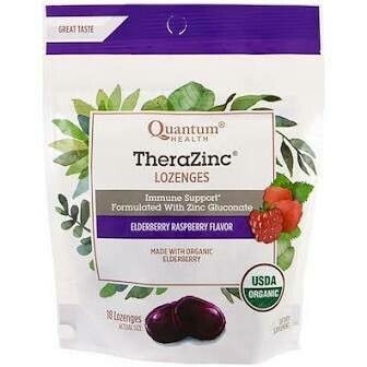 Quantum Health TheraZinc Lozenges Elderberry Raspberry 18 Lozenges
