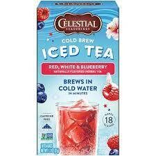 Celestial Seasonings Cold Brew Iced Tea Red White Blueberry 18 bags