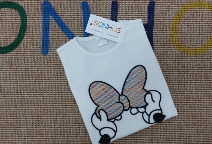 Multicolor Minnie T-Shirt with Bow for Girls
