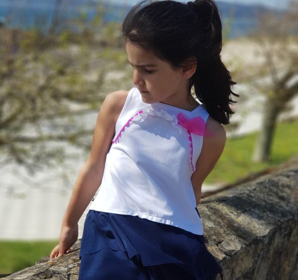 Pink Ribbon Top &amp; Skirt Set for Girls