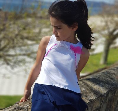 Pink Ribbon Top &amp; Skirt Set for Girls