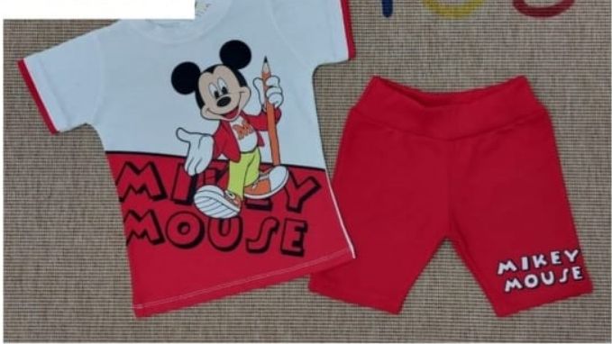 Red Mickey-Inspired T-Shirt &amp; Shorts Set – Kids Outfit