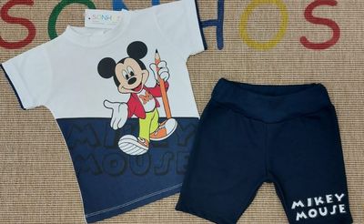 Navy Blue Mickey-Inspired T-Shirt &amp; Shorts Set – Kids Outfit