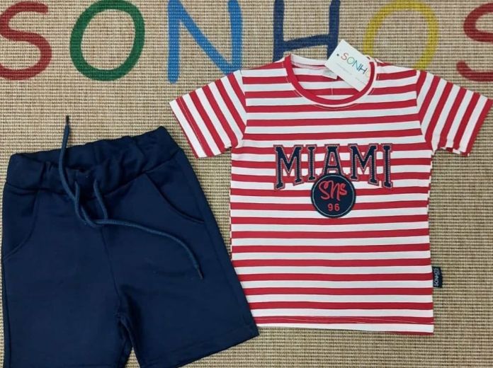 Miami Striped T-Shirt &amp; Shorts Set – Kids Outfit