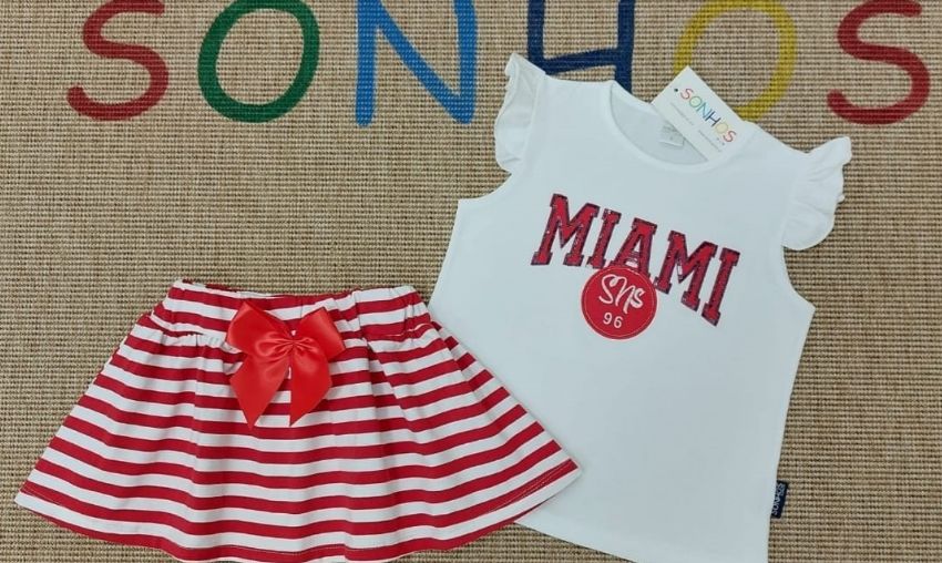 productMiami Striped Skirt &amp; T-Shirt Set – Girls Outfit