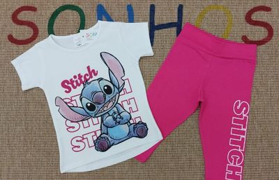 Pink Stitch-Inspired T-Shirt &amp; Shorts Set – Girls Outfit