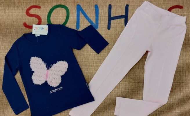 Pink Butterfly Legging Set – Girls Outfit