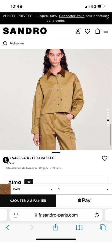 Veste Sandro taille 1 comme neuve