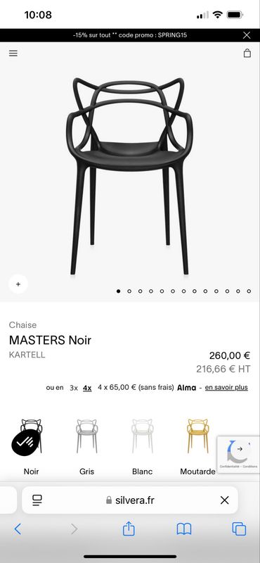 Chaise Philippe stark master noir . Très bon état