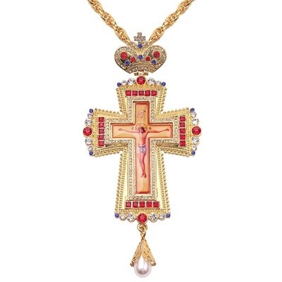 Jesus Pectoral Cross Pendant Necklace Orthodox Crucifix Religious Crafts Jewelry