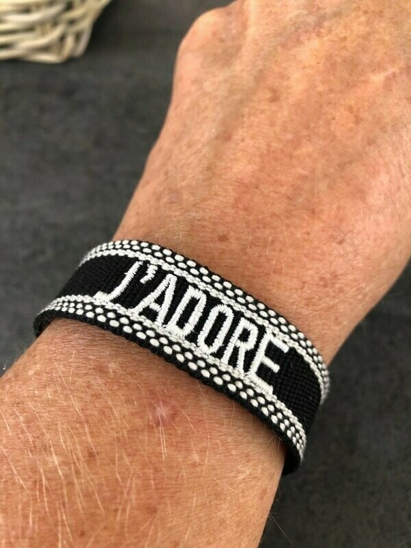Webarmband J'ADORE schwarz