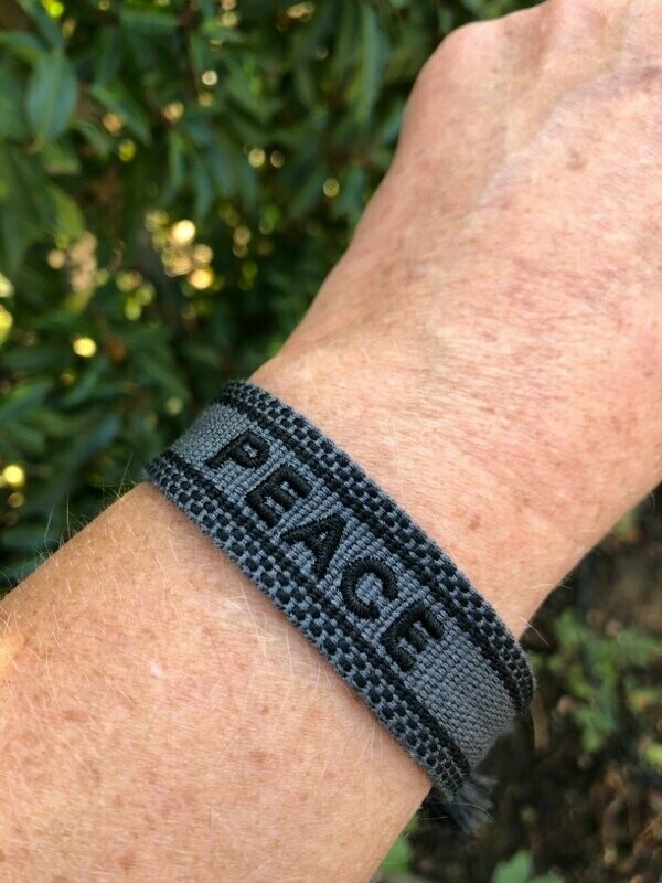 Webarmband PEACE grau