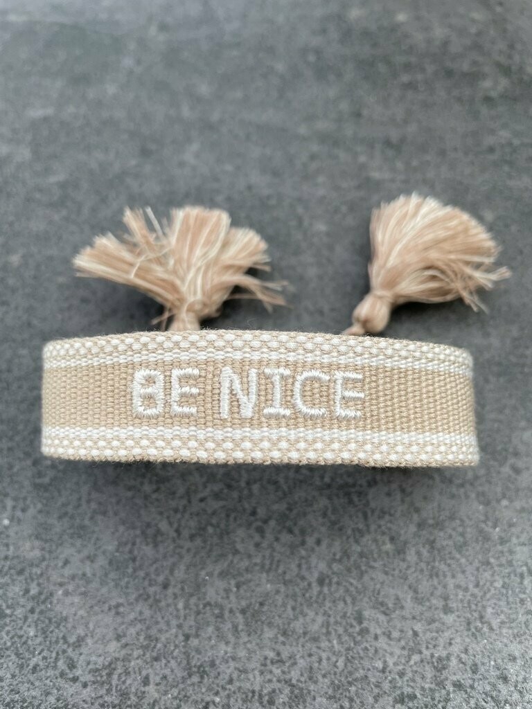Webarmband BE NICE sand