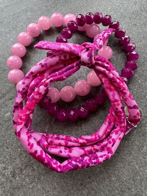 Sonderkombi PINK DOTS mit Achatarmband Rosé u. Glasperlenarmband Pink