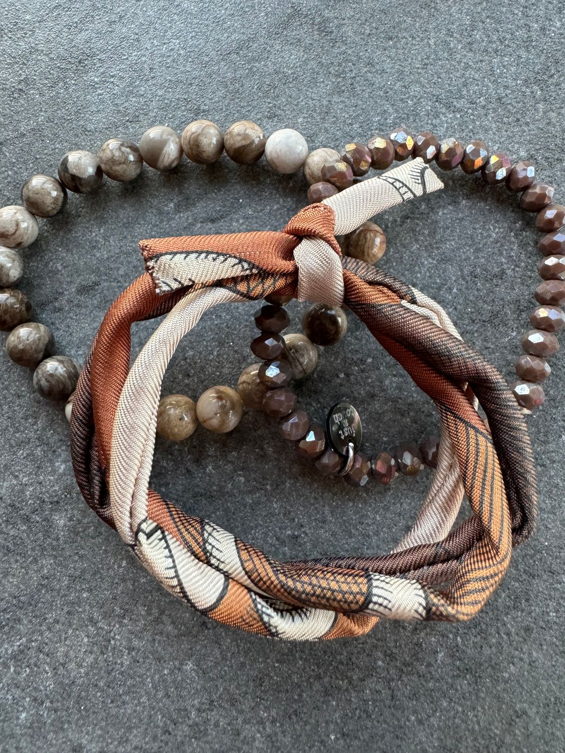 Sonderkombi Goldfluss m. Edelstein-Armband u. Glasperlen-Armband