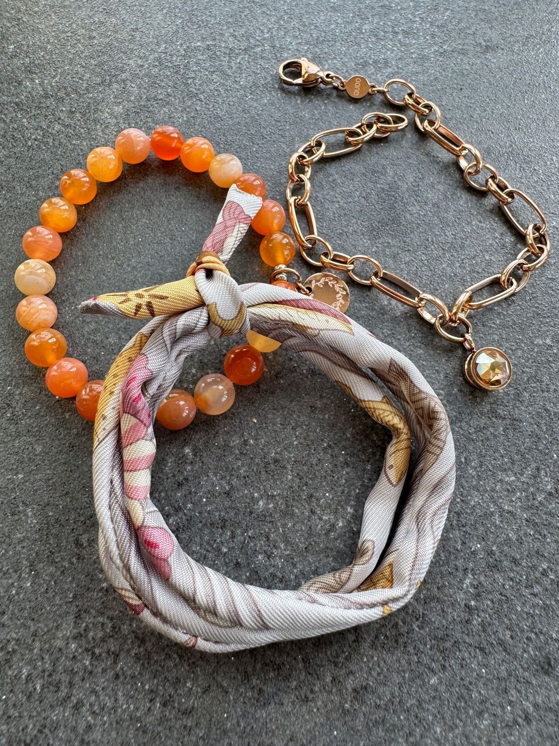Sonderkombi Modell Lumiere, Achatarmband und Gliederarmband mit Anhänger