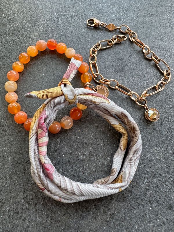 Sonderkombi Modell Lumiere, Achatarmband und Gliederarmband mit Anhänger