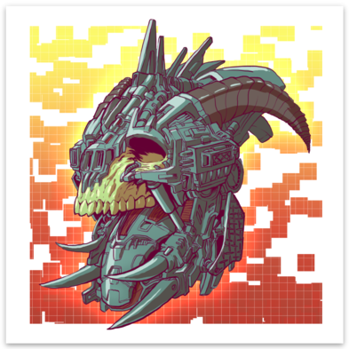 4&quot; Vinyl MechaSticker: MechaSkull 01
