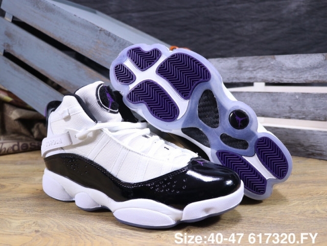 Mens Winter Basketball Shoes Nike Air Jordan 6 Rings AJ6 White black purple  323419-104