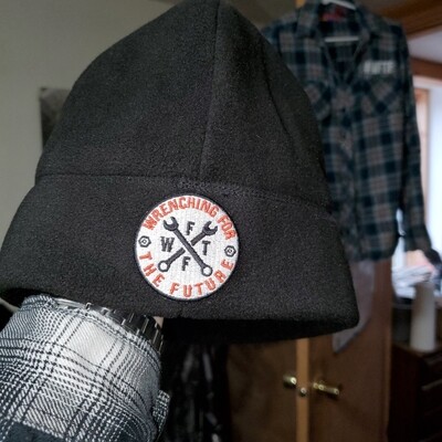 Fleece Beanie with embroidery patch logo