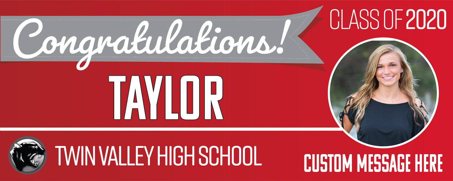 Twin Valley High School Graduation Banners (2x5'), Banner Choice: 1
