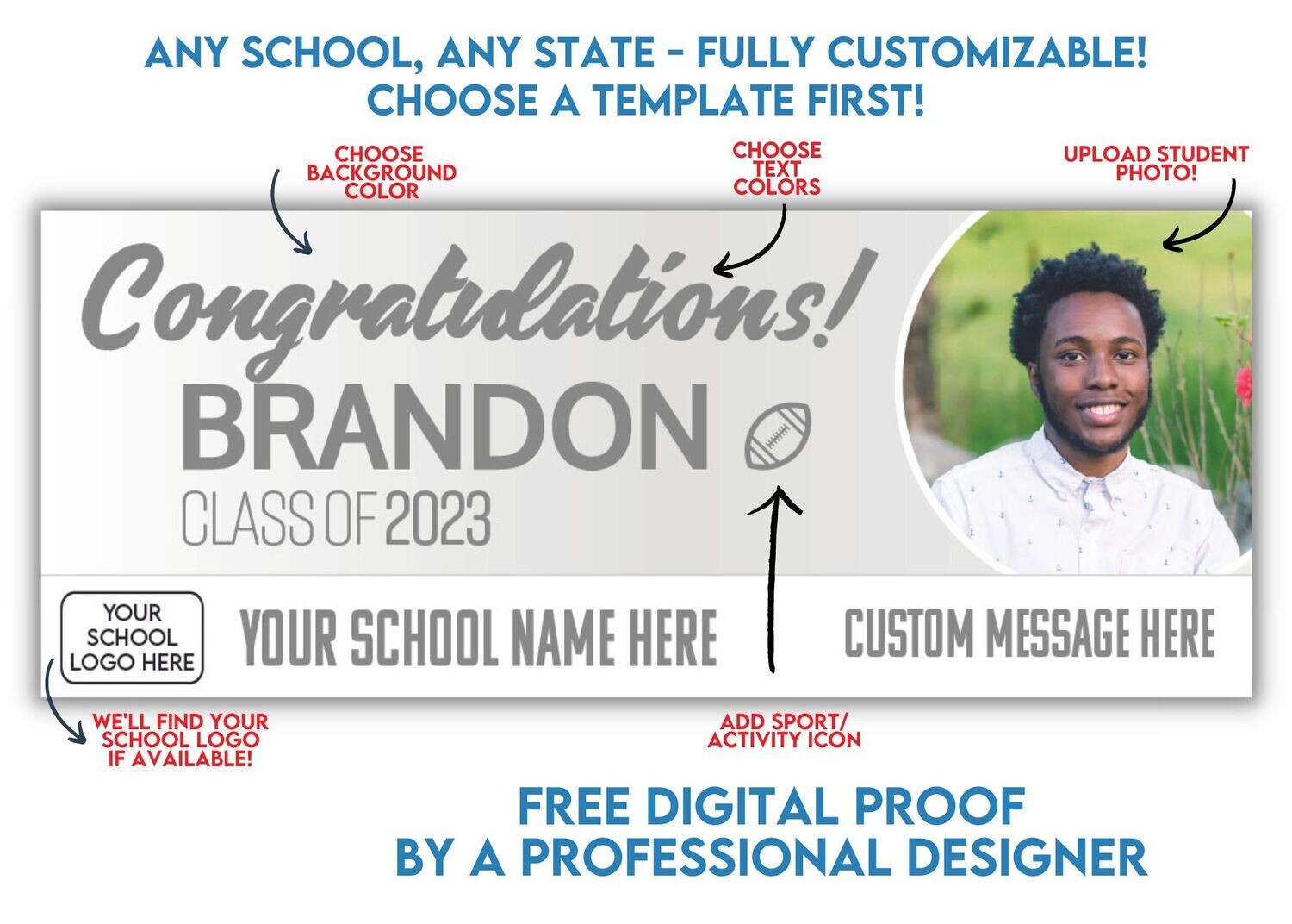 Any School, Any State - Customizable Graduation Banners
