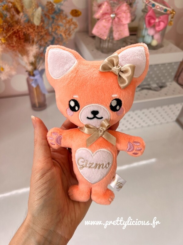 Peluche chihuahua saumon personnalisable