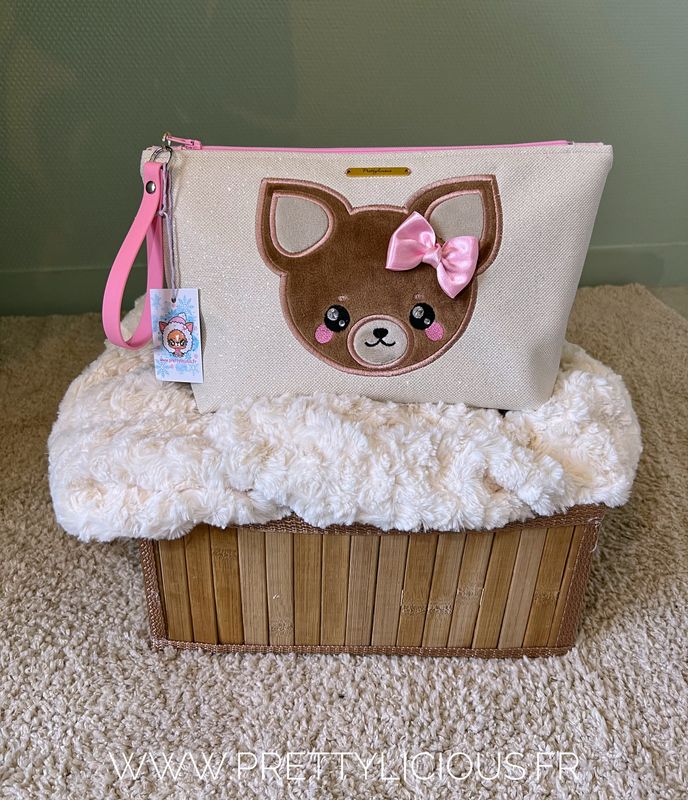 Pochette scintillante chihuahua