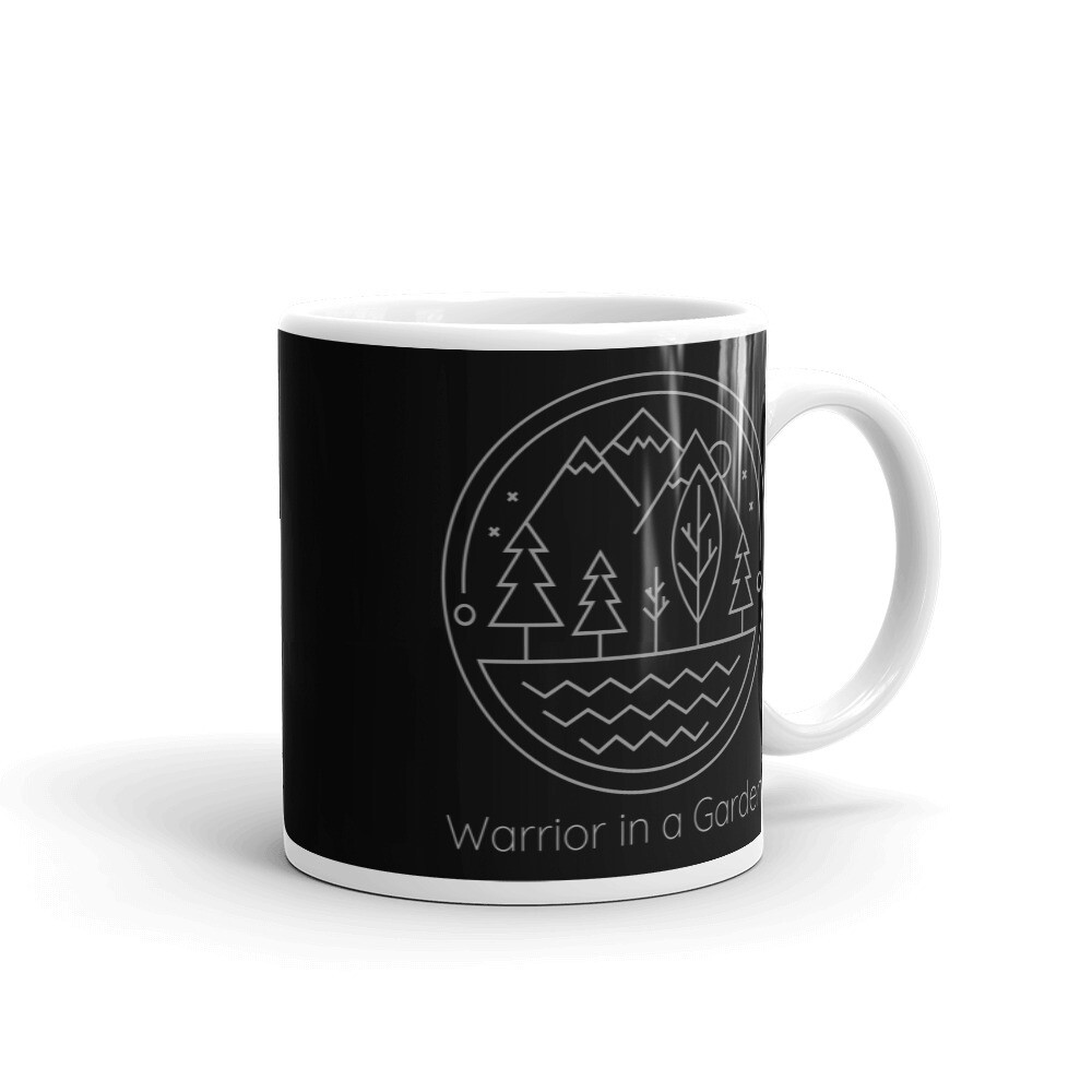 Warrior in a Garden Black and Grey Mug