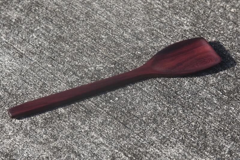 Flat ended cooking spoon, 12" Purpleheart