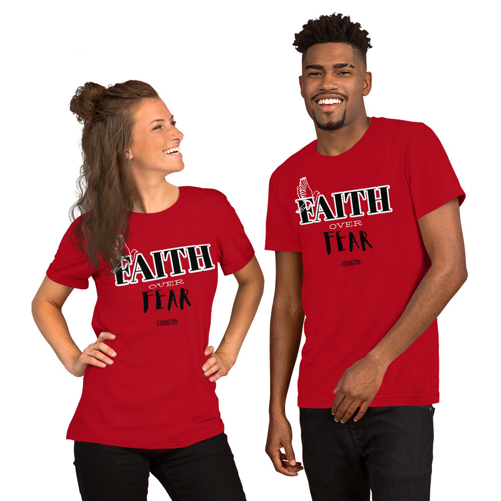 FAITH OVER FEAR, Color: Red, Size: S