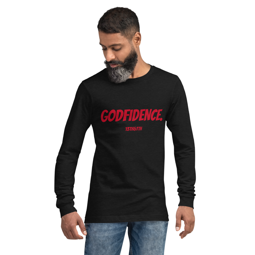 GODFIDENCE LONG SLEEVE, Color: Black Heather, Size: XS