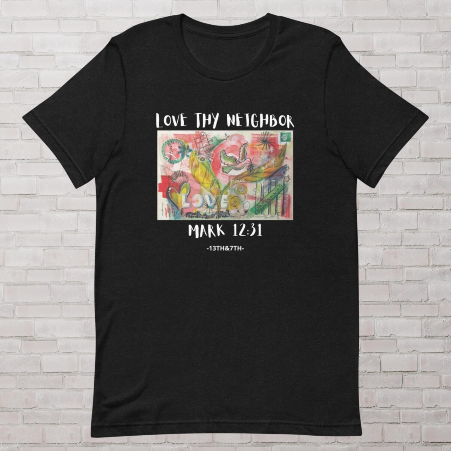 LOVE THY NEIGHBOR, Color: Black Heather, Size: S